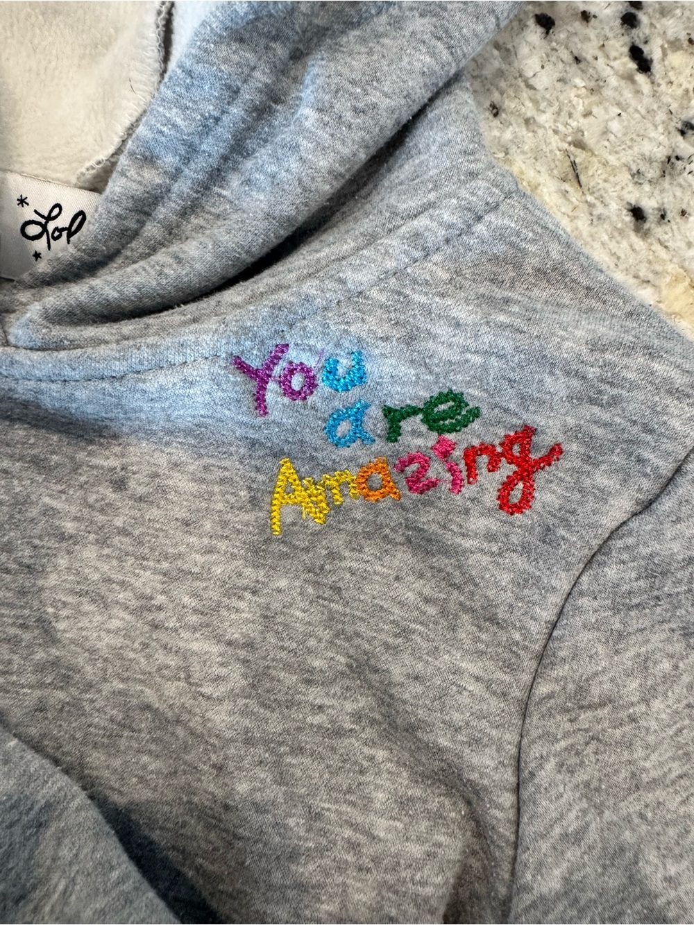 Cozy Gray 'You Are Amazing' Embroidered Sweatshirt set - Lola and the boys
